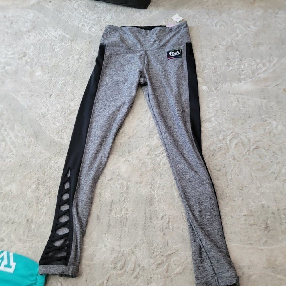 Pink Victoria's Secret Women's Gray & Black Ankle Cutout Legging Size Me…